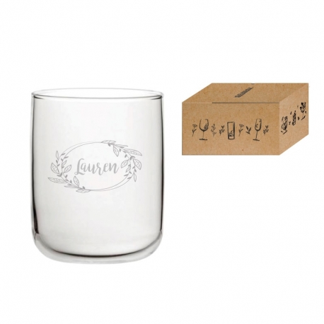 Vaso de Whisky chico Lumina Curvo 280 cc - Incluye diseño personalizado, grabado láser y caja de presentación