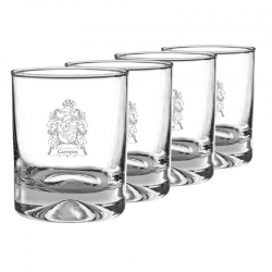 4 Vasos de Whisky Chico, Incluye grabado láser y Caja de presentación. 280 cc