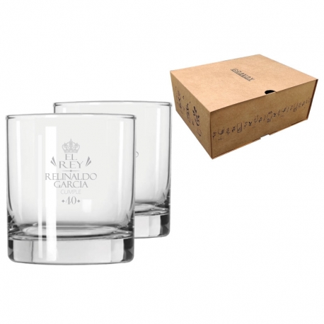 2 Vasos de Whisky bajo 32 Premier mas caja de presentación 