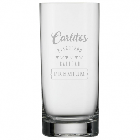 1 vaso liso de cristal Stölzle mediano 350 cc incluye grabado láser personalizado. y caja de regalo