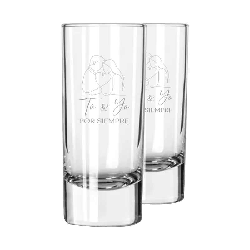 Pack 2 Vasos Tequileros Classic 74 cc - Diseño personalizado - Incluye grabado láser y caja de presentación