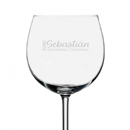 1 Copas de Cristal con grabado Modelo Balon Stölzle 650 ml mas caja de regalo