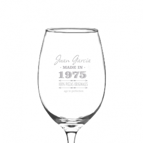 Copa Grabada de Vino Gran Rioja, mas caja de presentación y grabado láser 