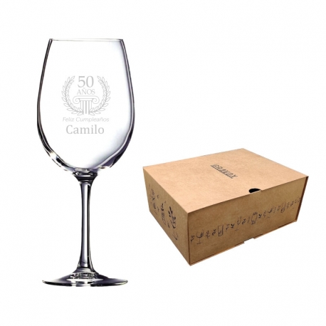 Copa de Vino Grands Vins 47 mas caja de presentación, Incluye grabado láser 