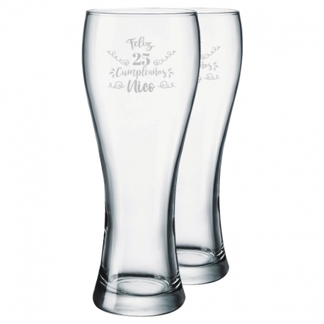 2 Vasos Cerveceros Praga L (GRANDE), Incluye grabado láser más caja de presentación