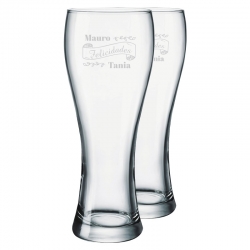 2 Vasos Cerveceros Praga M (Mediano) más caja de presentación, Incluye grabado láser