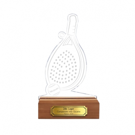 Trofeo Pádel Segundo lugar con Placa metalizada