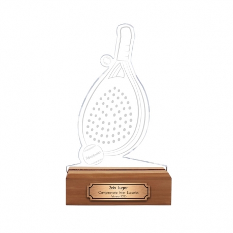 Trofeo Pádel Segundo lugar con Placa metalizada