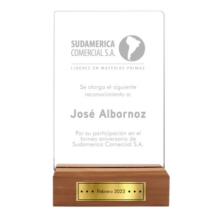 Galvano de Acrílico con base de madera Pequeño