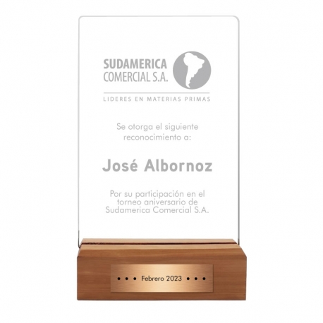 Galvano de Acrílico con base de madera Pequeño