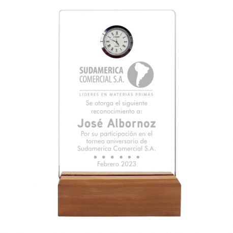 Galvano de Acrílico Pequeño con Reloj