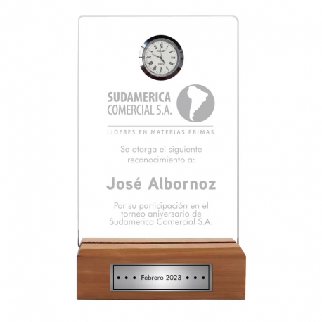 Galvano de Acrílico Pequeño con Reloj