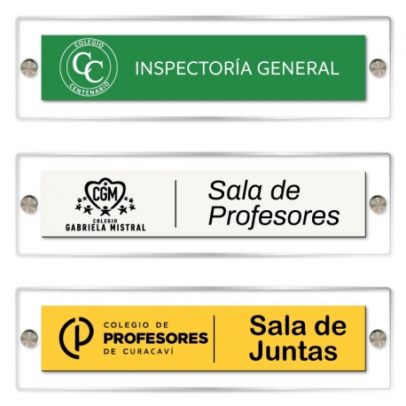 Placa Portanombre con soporte acrílico y distanciadores