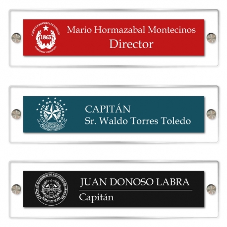 Placa Portanombre con soporte acrílico y distanciadores