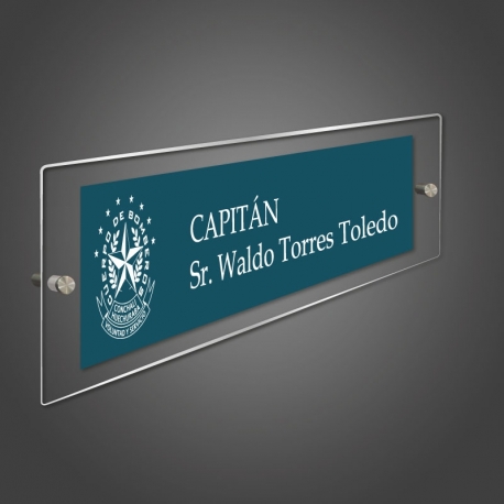 Placa Portanombre con soporte acrílico y distanciadores