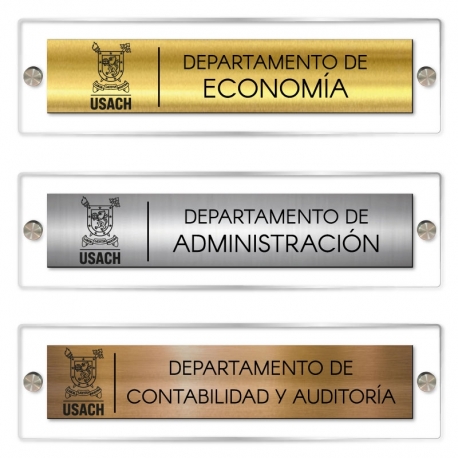 Placa Portanombre con soporte acrílico y distanciadores
