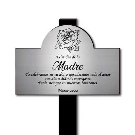 Placa para sepulturas 15 x 10 cms diseño soft con estaca - Personaliza tu mensaje - Ideales para parque cementerio