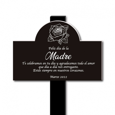 Placa para sepulturas 15 x 10 cms diseño soft con estaca - Personaliza tu mensaje - Ideales para parque cementerio