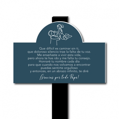 Placa para sepulturas 15 x 10 cms diseño soft con estaca - Personaliza tu mensaje - Ideales para parque cementerio