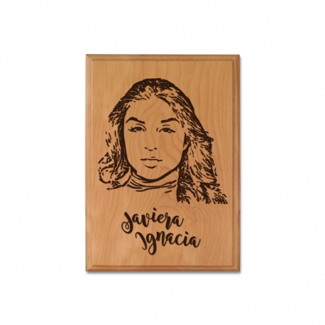 Grabado de rostro o retrato sobre base de madera Grabado de rostro o retrato sobre base de madera