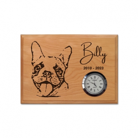 Grabado de rostro / retrato sobre madera nativa con reloj