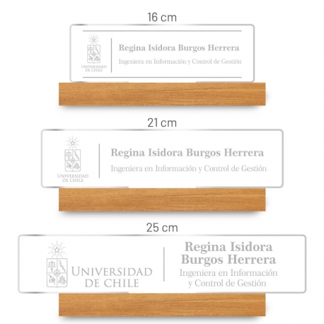 Portanombre acrílico con base de madera - Tamaño S, M y L - Diseño personalizado - Incluye grabado láser