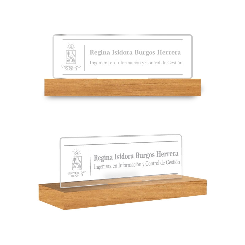 Portanombre acrílico con base de madera - Tamaño S, M y L - Diseño ...