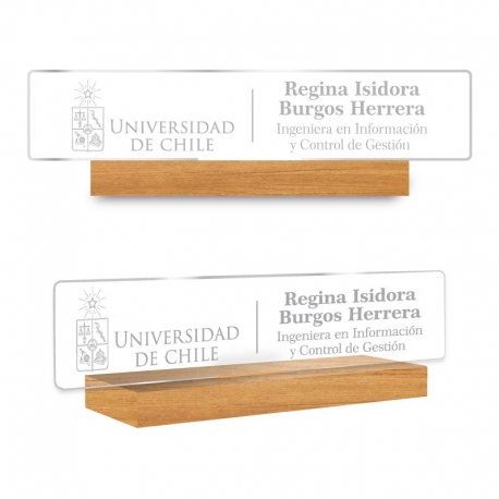 Portanombre acrílico con base de madera - Tamaño S, M y L - Diseño personalizado - Incluye grabado láser