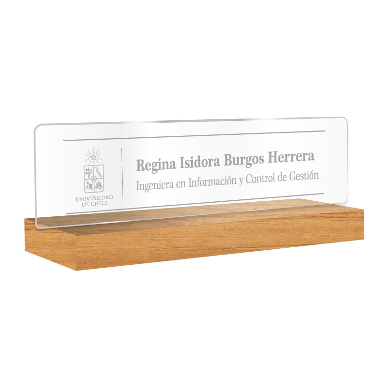 Portanombre acrílico con base de madera - Tamaño S, M y L - Diseño ...