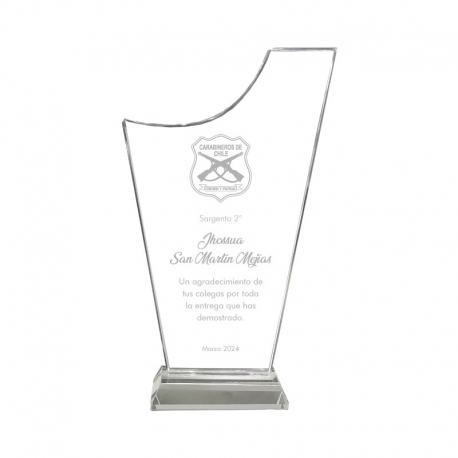 Sorprenderte Galvano de cristal Morde L (Grande) con Grabado láser personalizable 