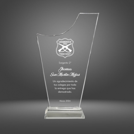Sorprenderte Galvano de cristal Morde L (Grande) con Grabado láser personalizable 