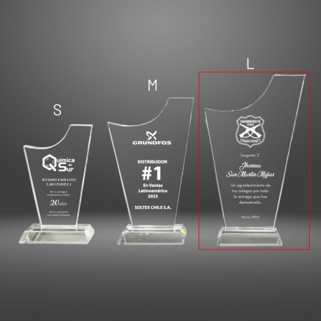 Sorprenderte Galvano de cristal Morde L (Grande) con Grabado láser personalizable 