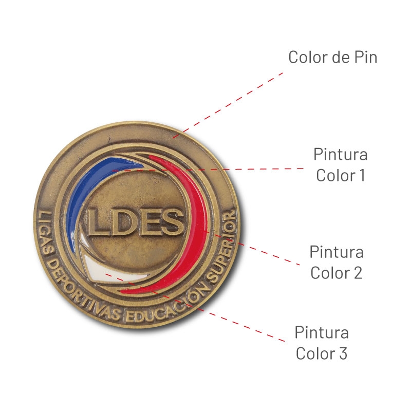 Pin metálico personalizado hasta 4 cms de diámetro - Color a elección - Desde 50 unidades - Incluye diseño