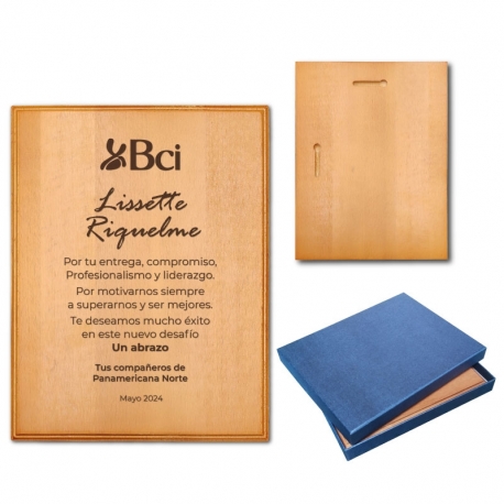 Galvano de Madera estilo Raulí L (GRANDE) / caja y grabado GRATIS.