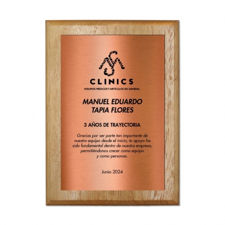 Galvano de Madera más Placa de Metallex S (pequeño), Incluye grabado láser y caja de presentación