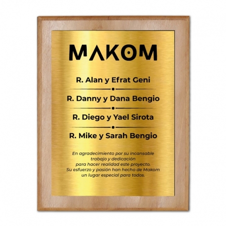 Galvano de Madera más Placa de Metallex M (Mediano), Incluye grabado láser y caja de presentación
