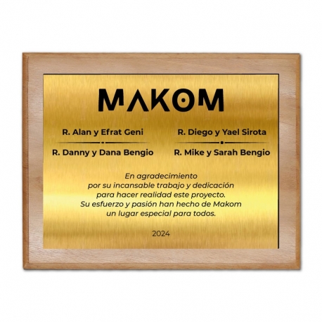 Galvano de Madera más Placa de Metallex M (Mediano), Incluye grabado láser y caja de presentación