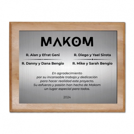 Galvano de Madera más Placa de Metallex M (Mediano), Incluye grabado láser y caja de presentación