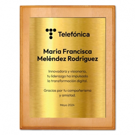 Galvano de Madera más Placa de Metallex L (GRANDE), Incluye grabado láser y caja de presentación