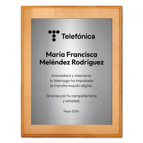 Galvano de Madera más Placa de Metallex L (GRANDE), Incluye grabado láser y caja de presentación