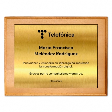 Galvano de Madera más Placa de Metallex L (GRANDE), Incluye grabado láser y caja de presentación