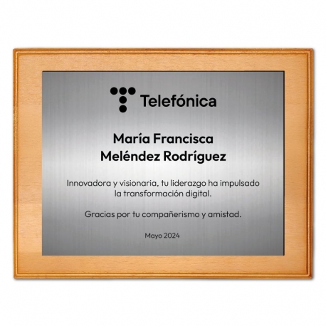 Galvano de Madera más Placa de Metallex L (GRANDE), Incluye grabado láser y caja de presentación