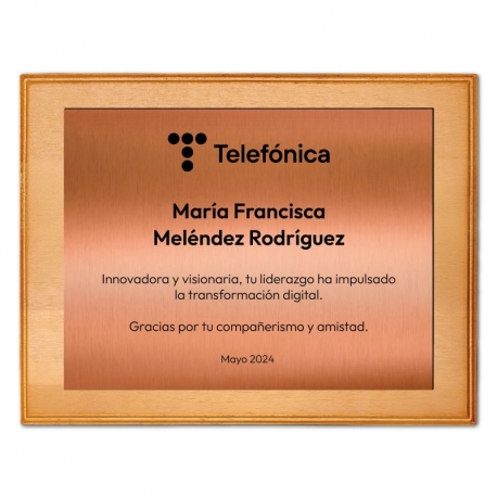 Galvano de Madera más Placa de Metallex L (GRANDE), Incluye grabado láser y caja de presentación