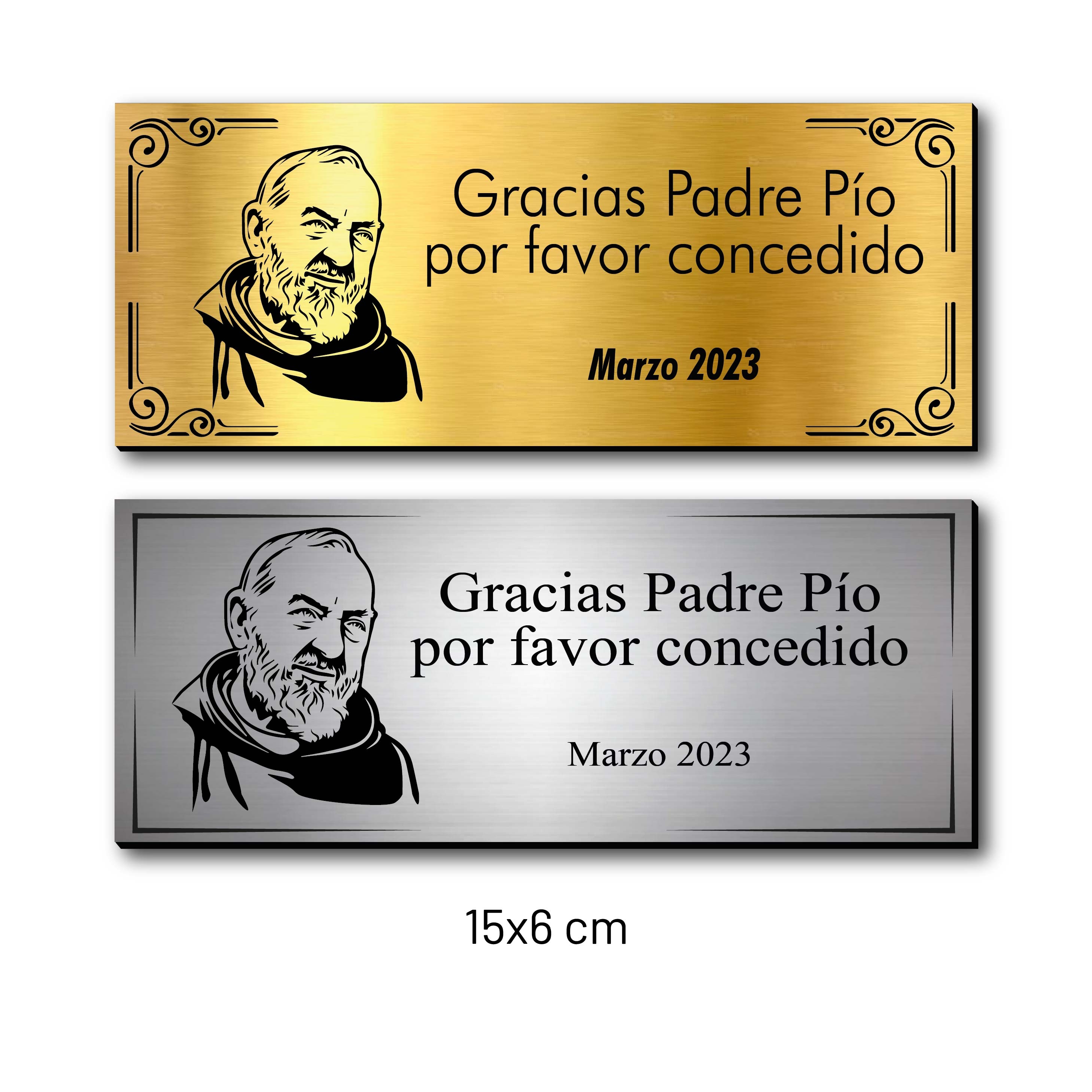 PADRE PÍO placa de agradecimiento 