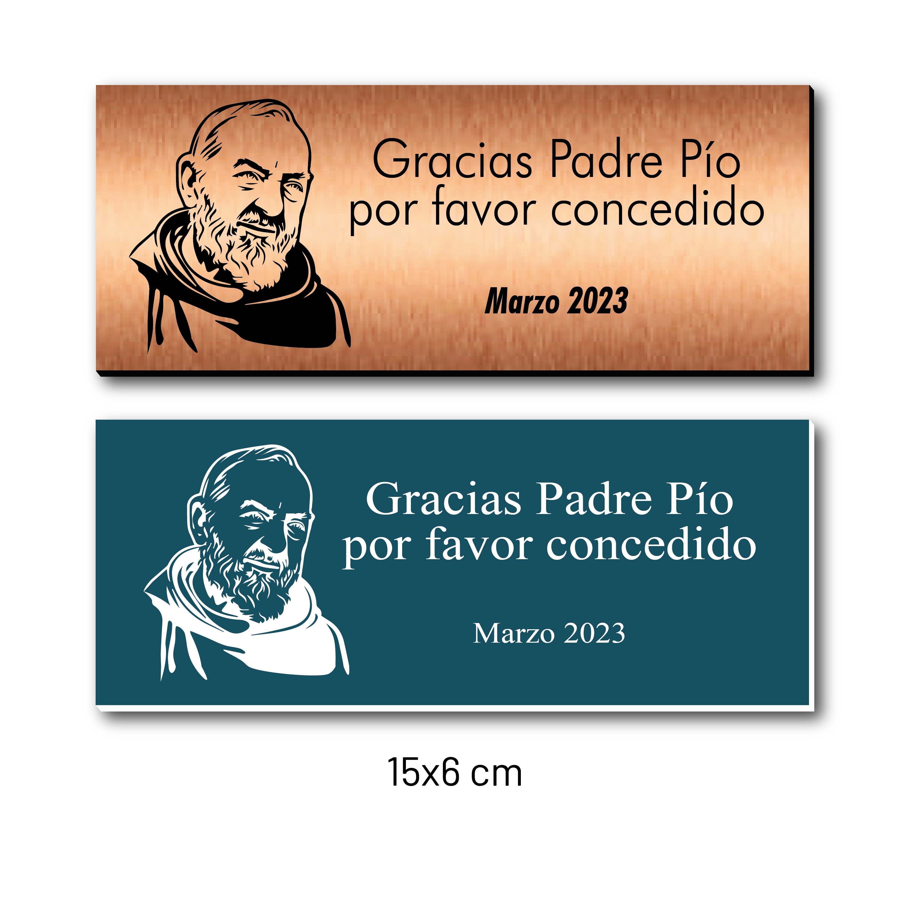 PADRE PÍO placa de agradecimiento 