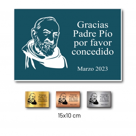 PADRE PÍO placa de agradecimiento 