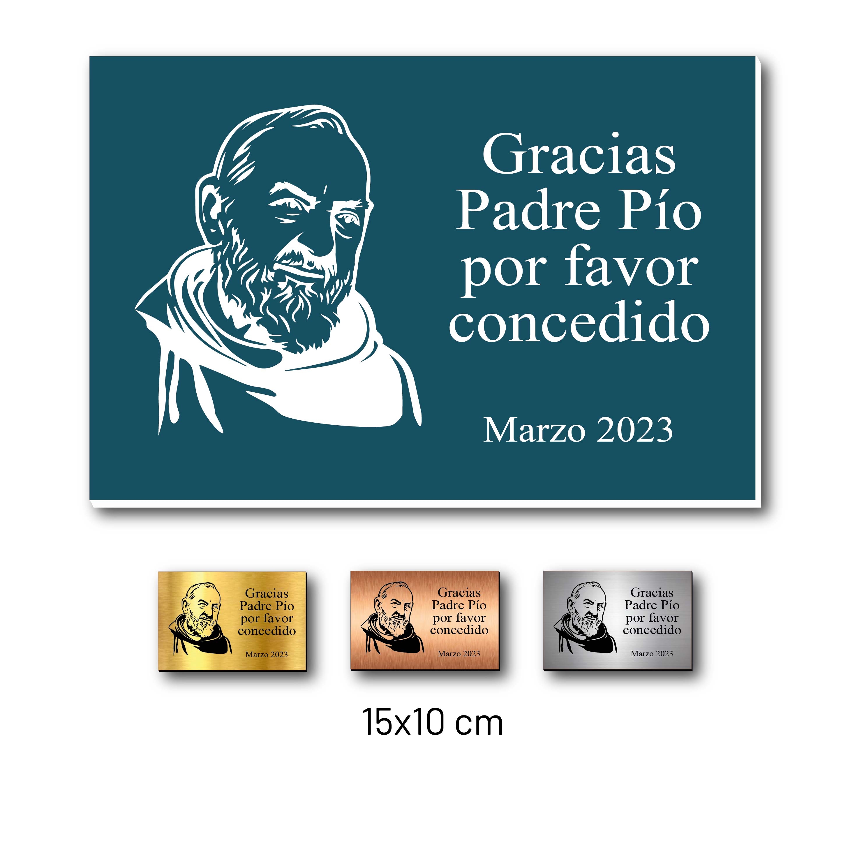 PADRE PÍO placa de agradecimiento 