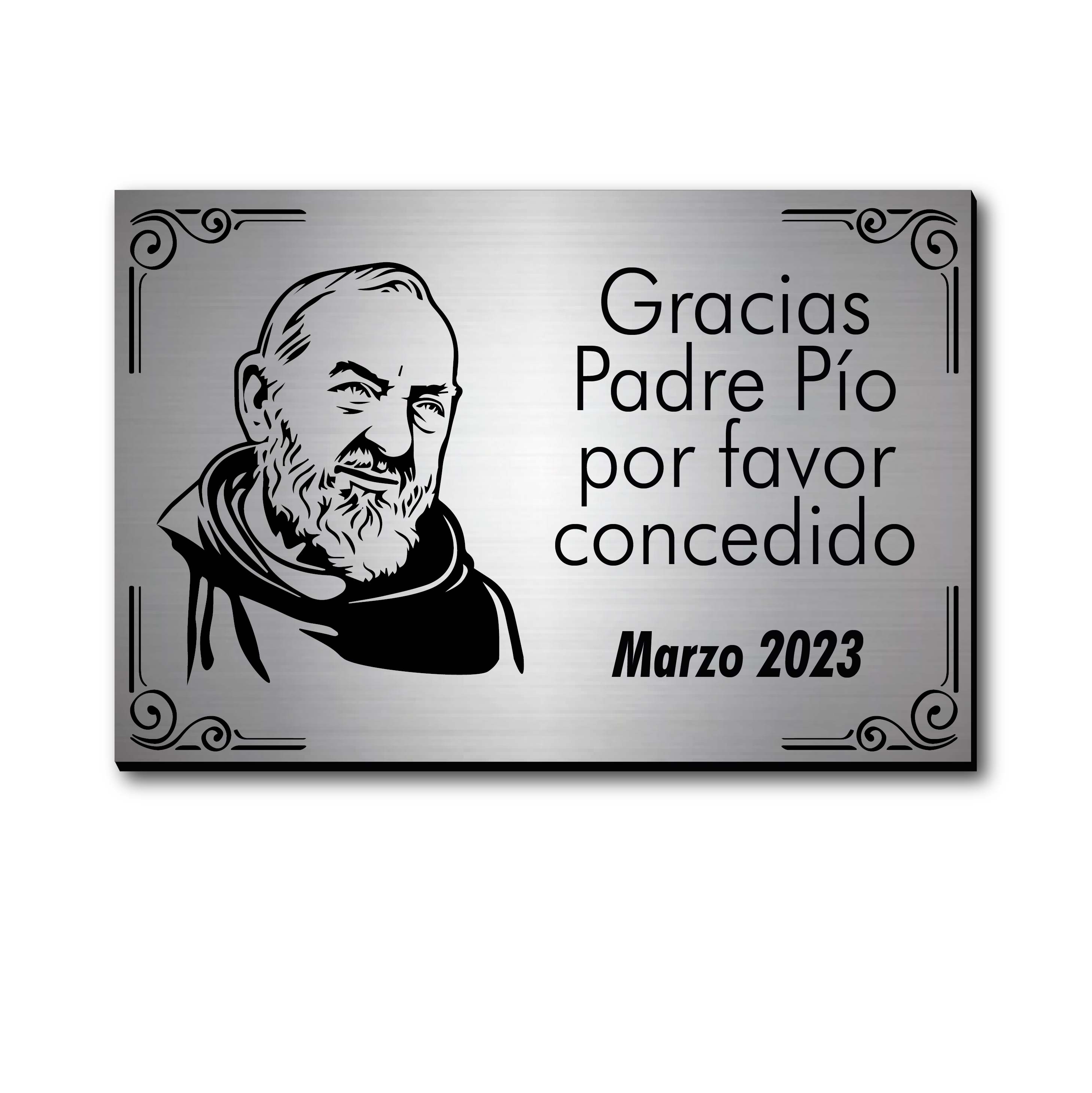 PADRE PÍO placa de agradecimiento 