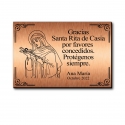 SANTA RITA DE CASIA placa de agradecimiento con diseño - Selecciona el tamaño y personaliza como quieras - Incluye grabado láser