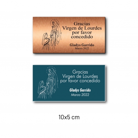 VIRGEN DE LOURDES placa de agradecimiento con diseño 